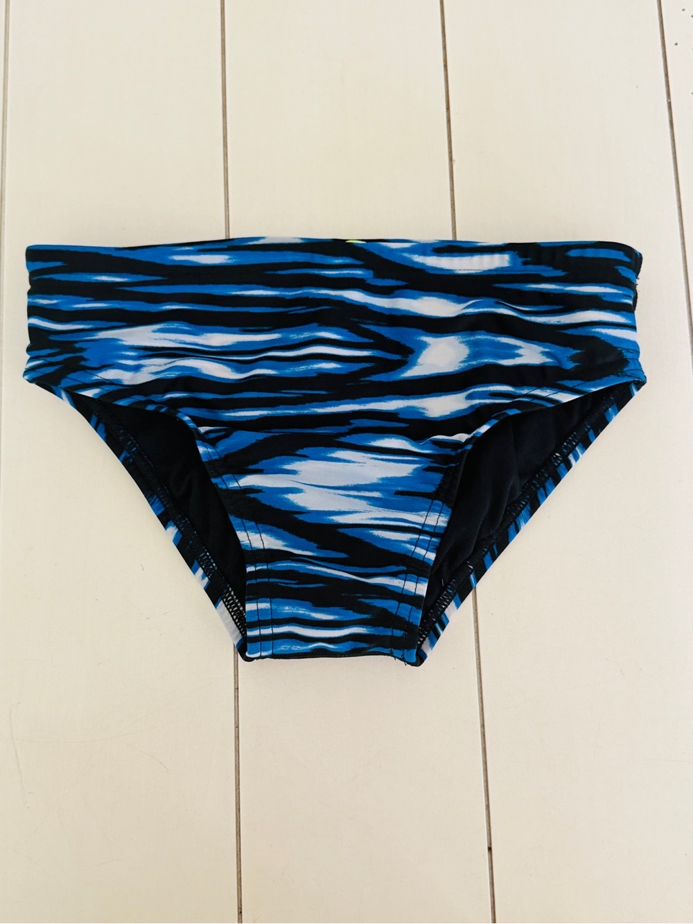 Speedo Men’s Pro LT Printed Swim Brief Size 28 Blue Black EUC